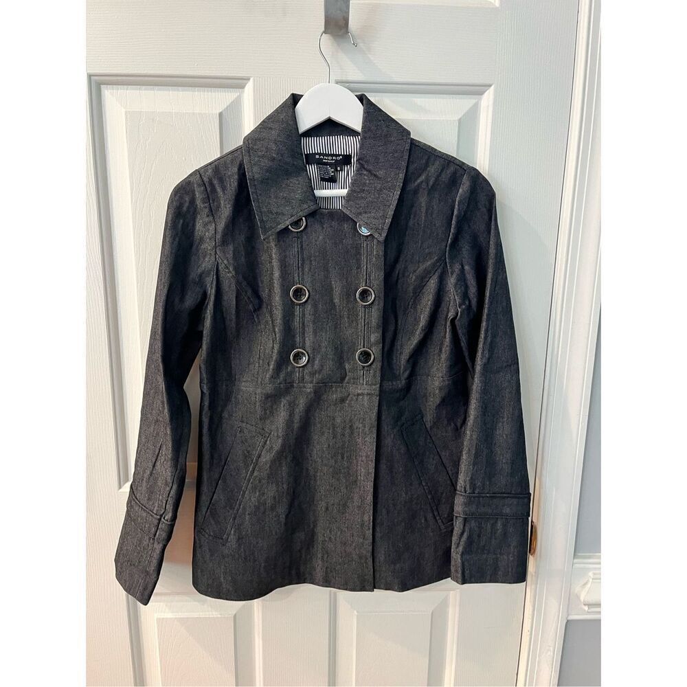 Sandro Sportswear Gray Denim Look Jacket sz S EUC